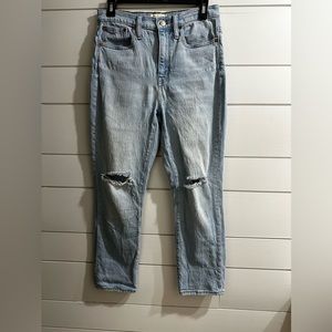 Madewell The High Rise Slim Crop Boyjean in Dumas Wash Ripped Sz 26